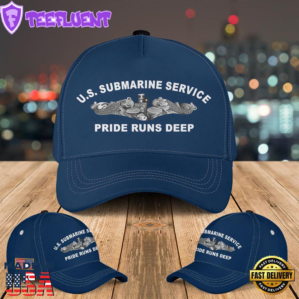 US Navy Submarine Service Pride Runs Deep with Silver Dolphins Baseball Cap