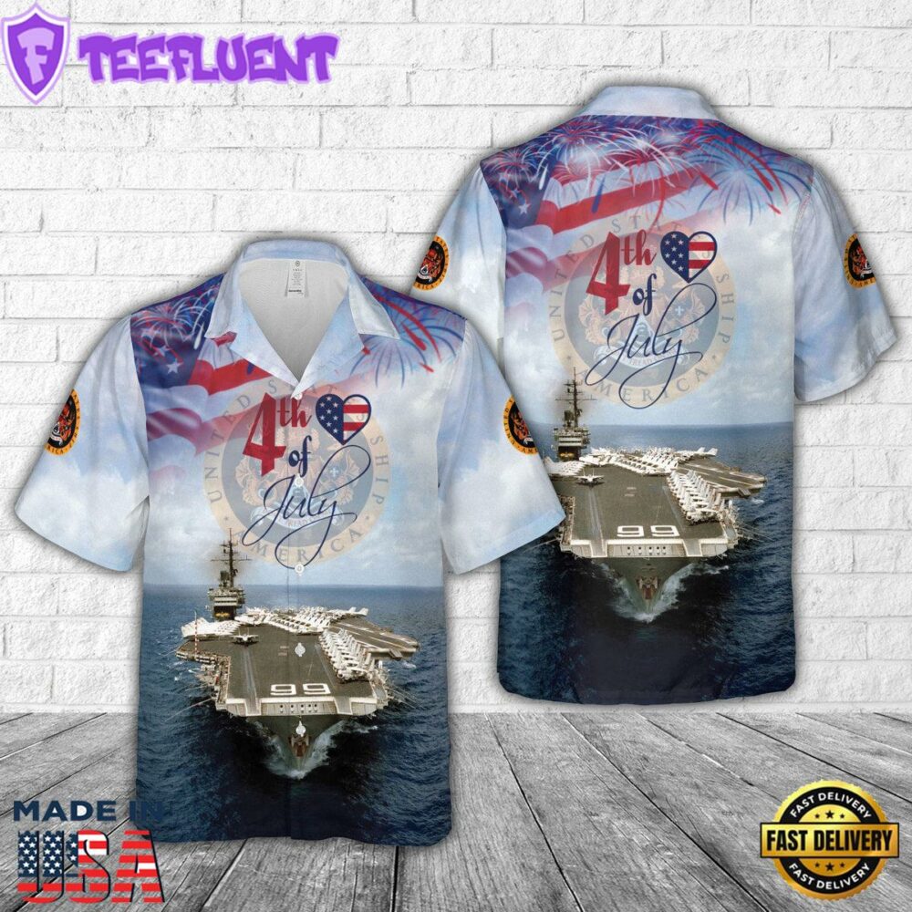 US Navy USS America (CVACV-66), 4th Of July Hawaiian Shirt