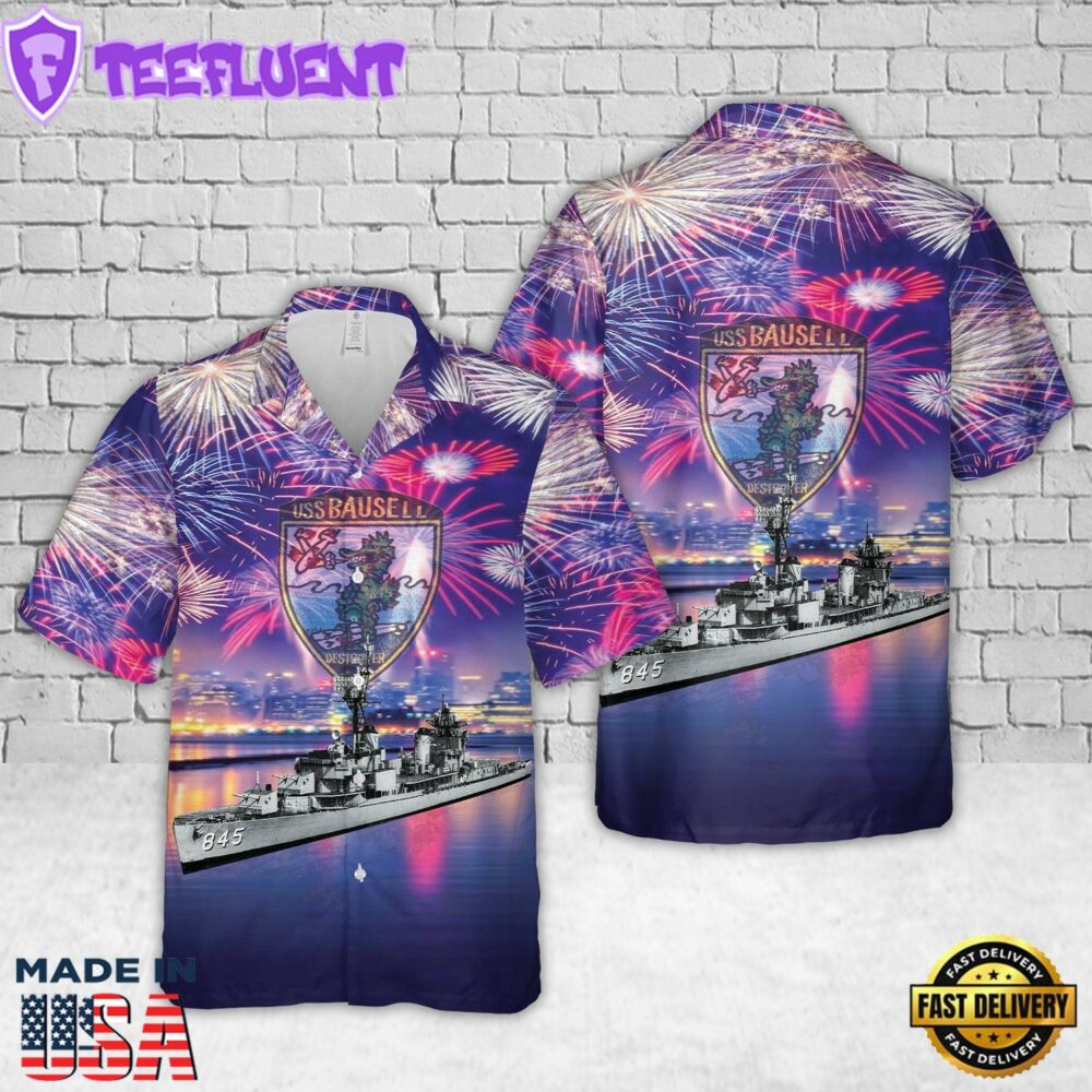 US Navy USS Bausell (DD-845) 4th Of July Hawaiian Shirt
