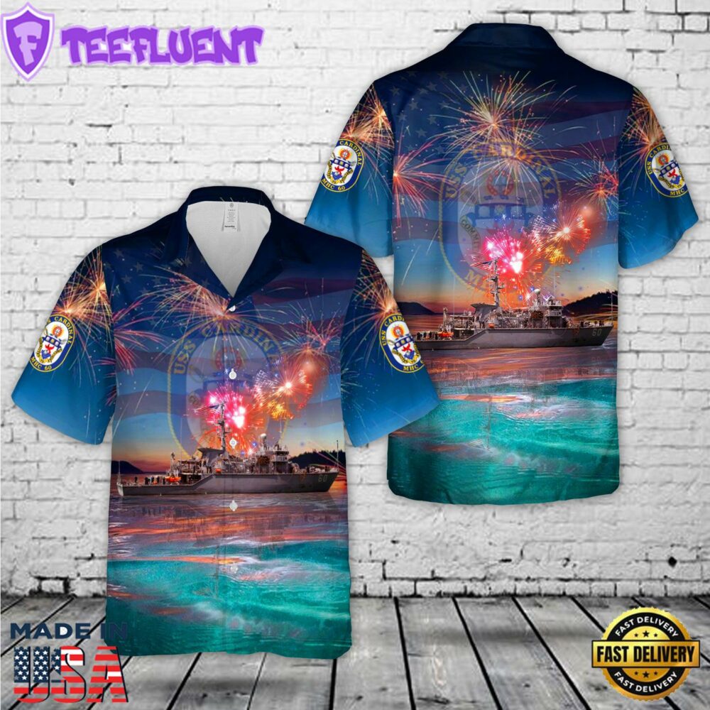 US Navy USS Cardinal (MHC-60), 4th Of July Hawaiian Shirt
