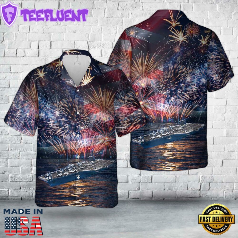 US Navy USS Carl Vinson (CVN-70), 4th Of July Hawaiian Shirt