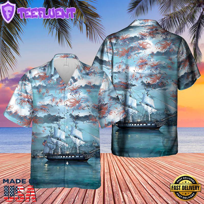 US Navy USS Constitution 4th of July Hawaiian Shirt