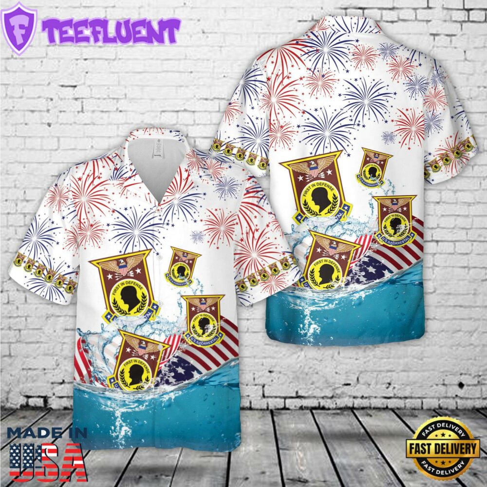 US Navy USS Forrestal (CV-59), 4th Of July Hawaiian Shirt