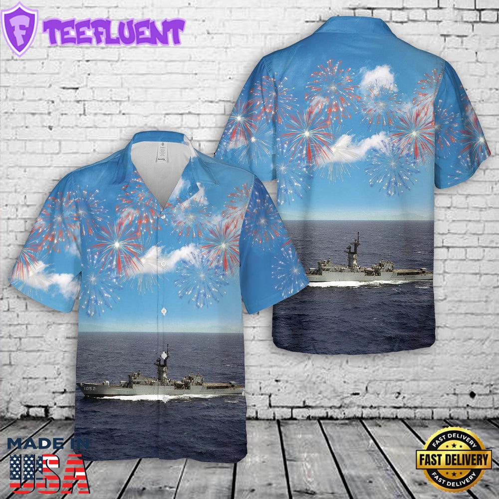 US Navy USS Knox (FF-1052), 4th Of July Hawaiian Shirt