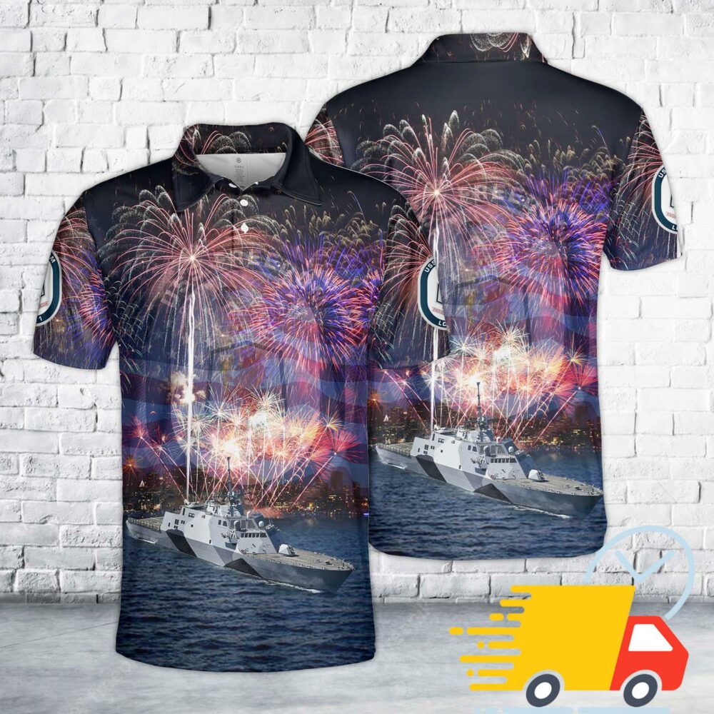 US Navy USS (LCS-1), 4th Of July Polo Shirt