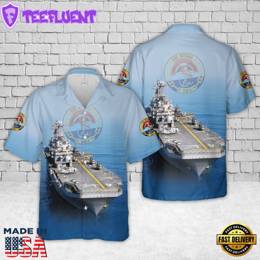 US Navy USS Nassau (LHA-4) Tarawa-class amphibious assault ship Hawaiian Shirt