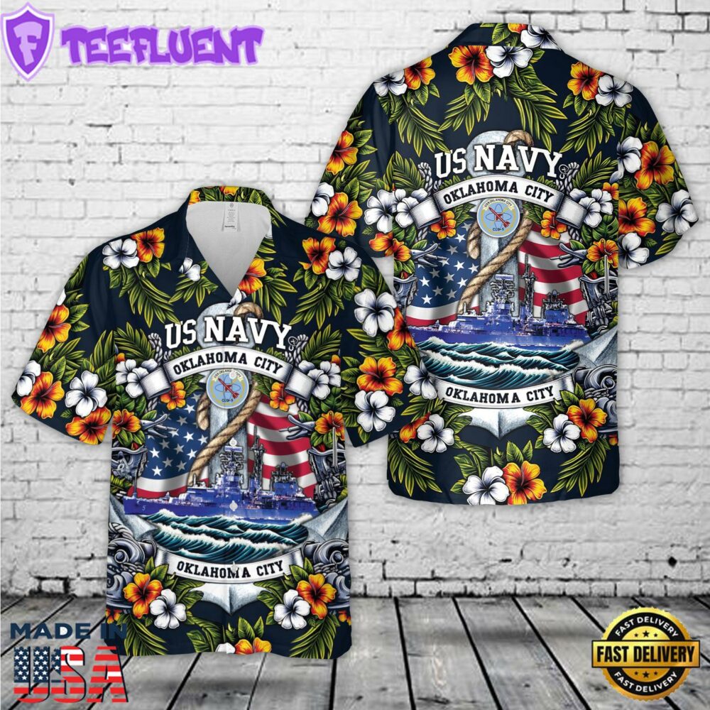 US Navy USS Oklahoma City (CL-91CLG-5CG-5) Hawaiian Shirt