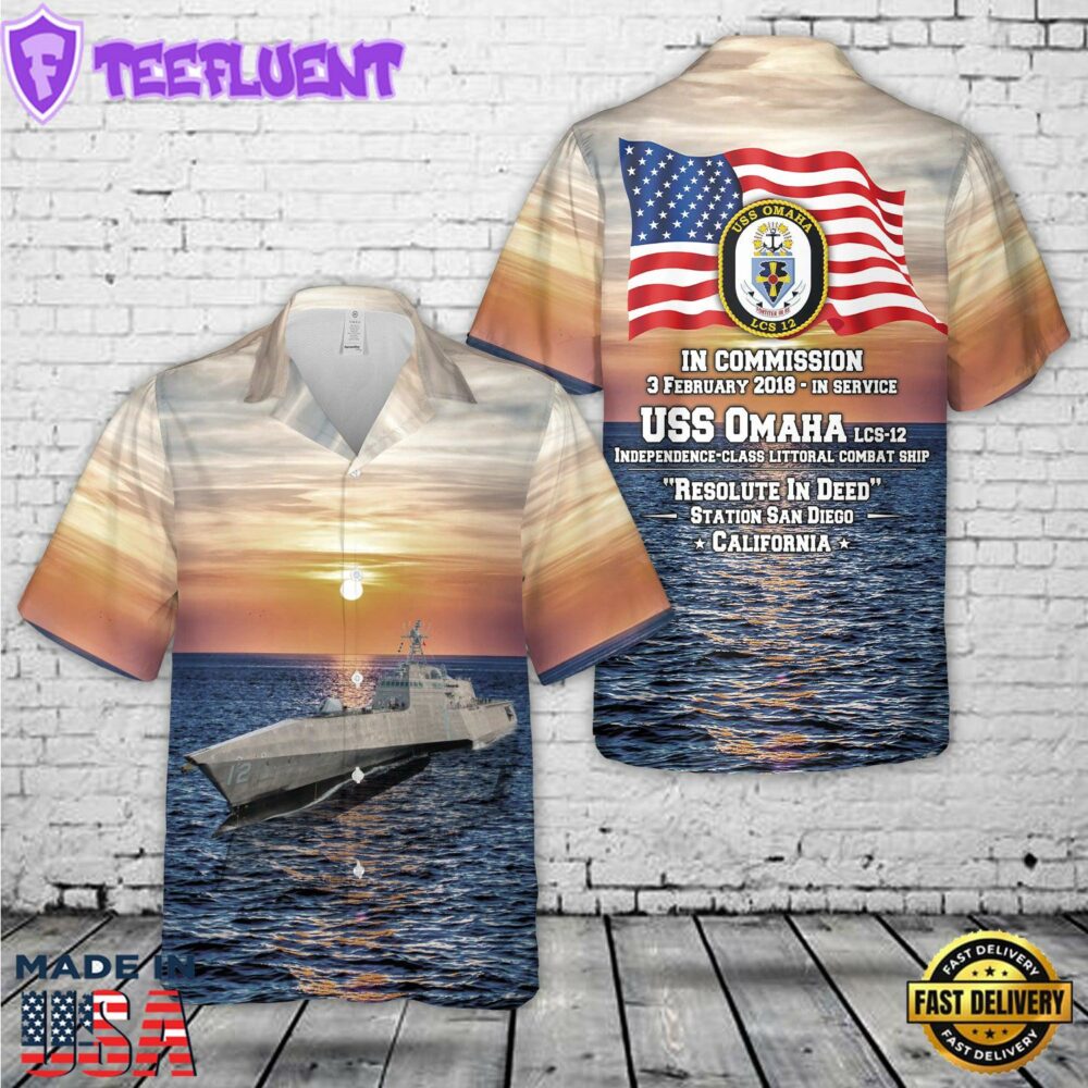 US Navy USS Omaha (LCS-12) Independence-class littoral combat ship Hawaiian Shirt