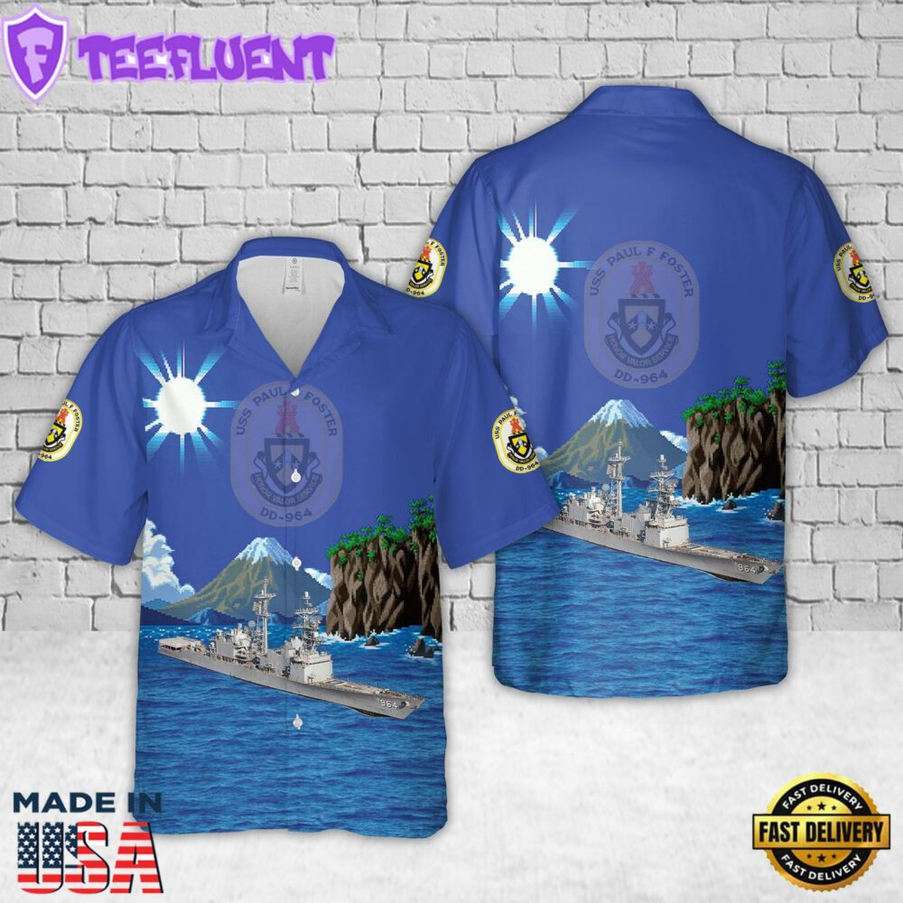US Navy USS Paul F. Foster (DD-964) Hawaiian Shirt