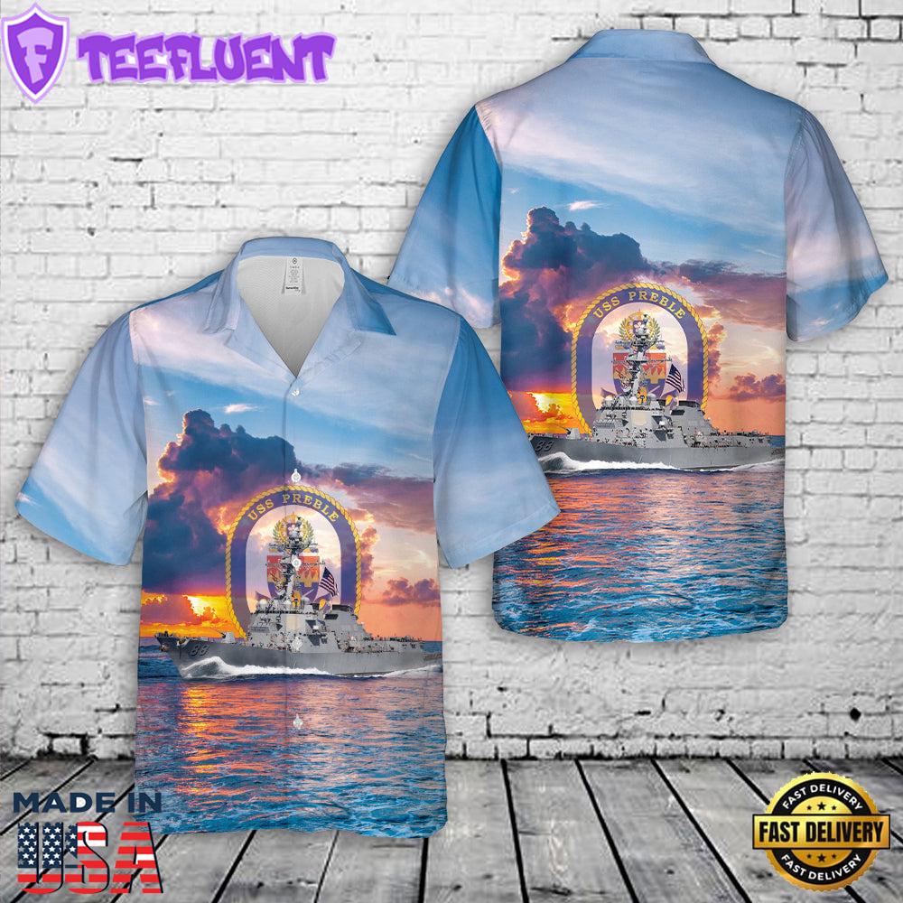 US Navy USS Preble (DDG-88) Arleigh Burke-class destroyer Hawaiian Shirt