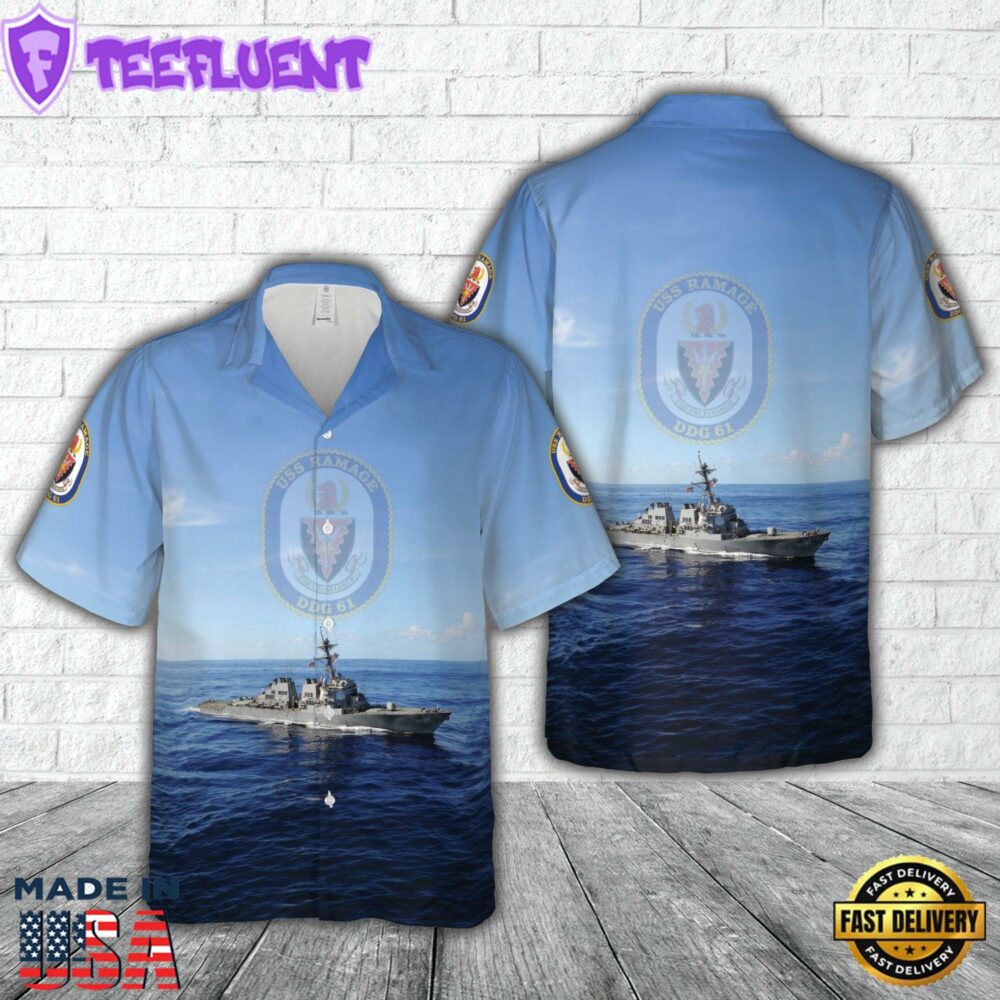 US Navy USS Ramage DDG-61 Hawaiian Shirt