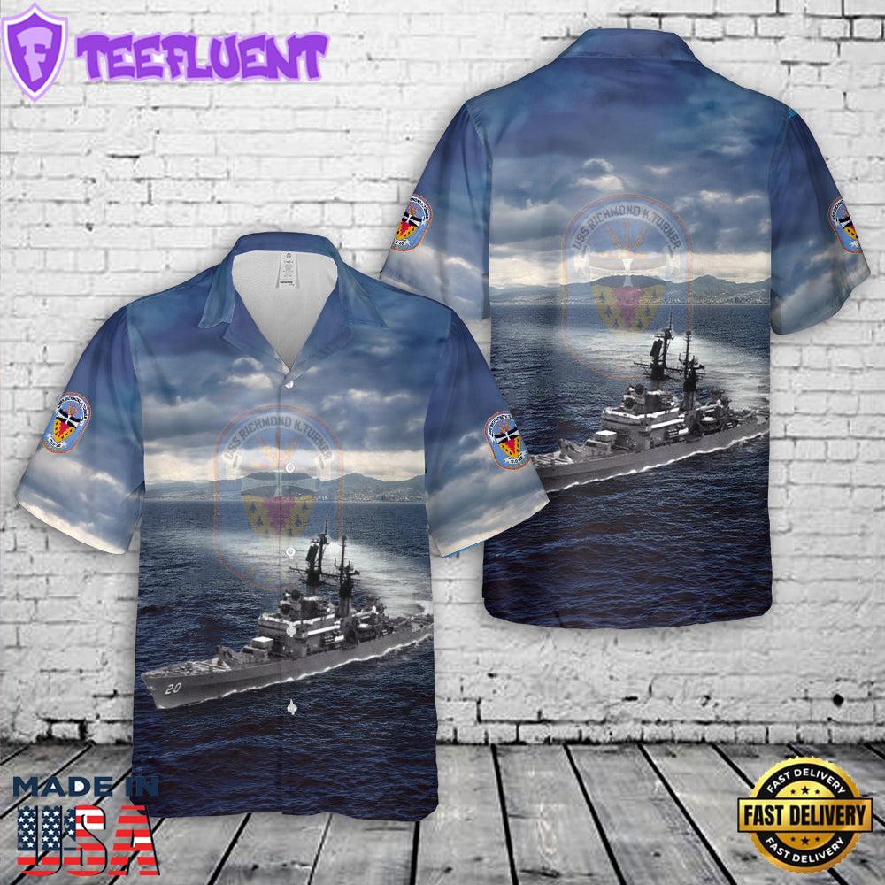 US Navy USS Richmond K. Turner (DLG-20 CG-20) Leahy-class cruiser destroyer leader Hawaiian Shirt