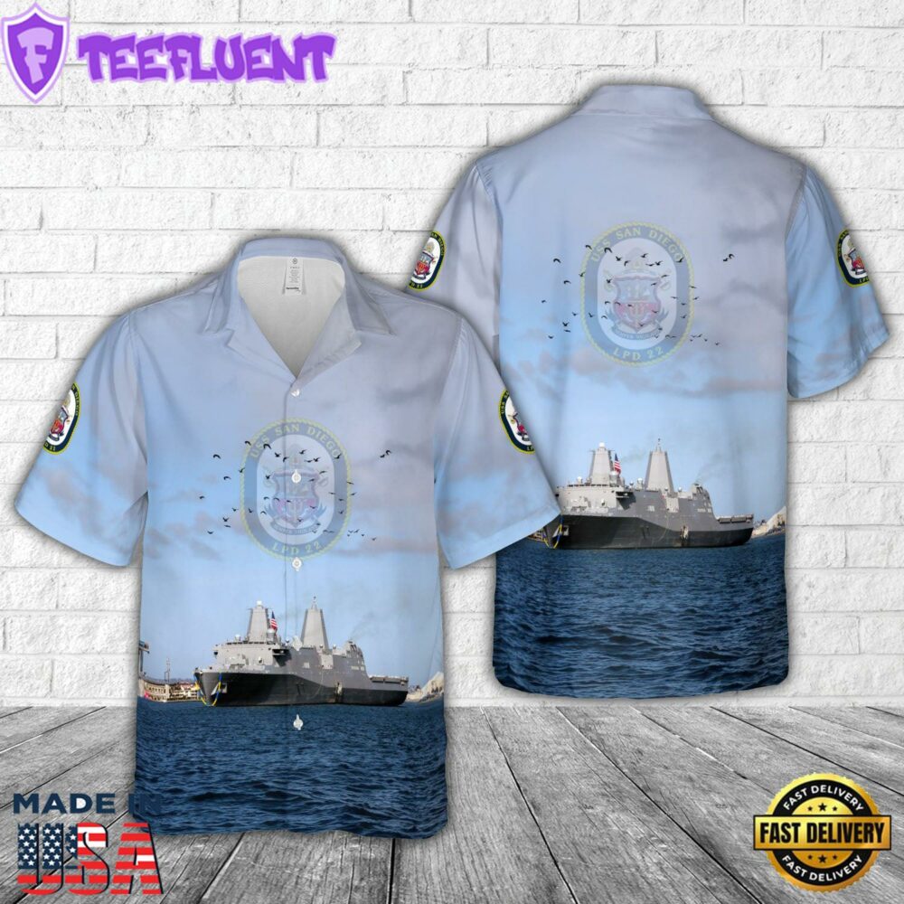 US Navy USS San Diego (LPD-22) Hawaiian Shirt