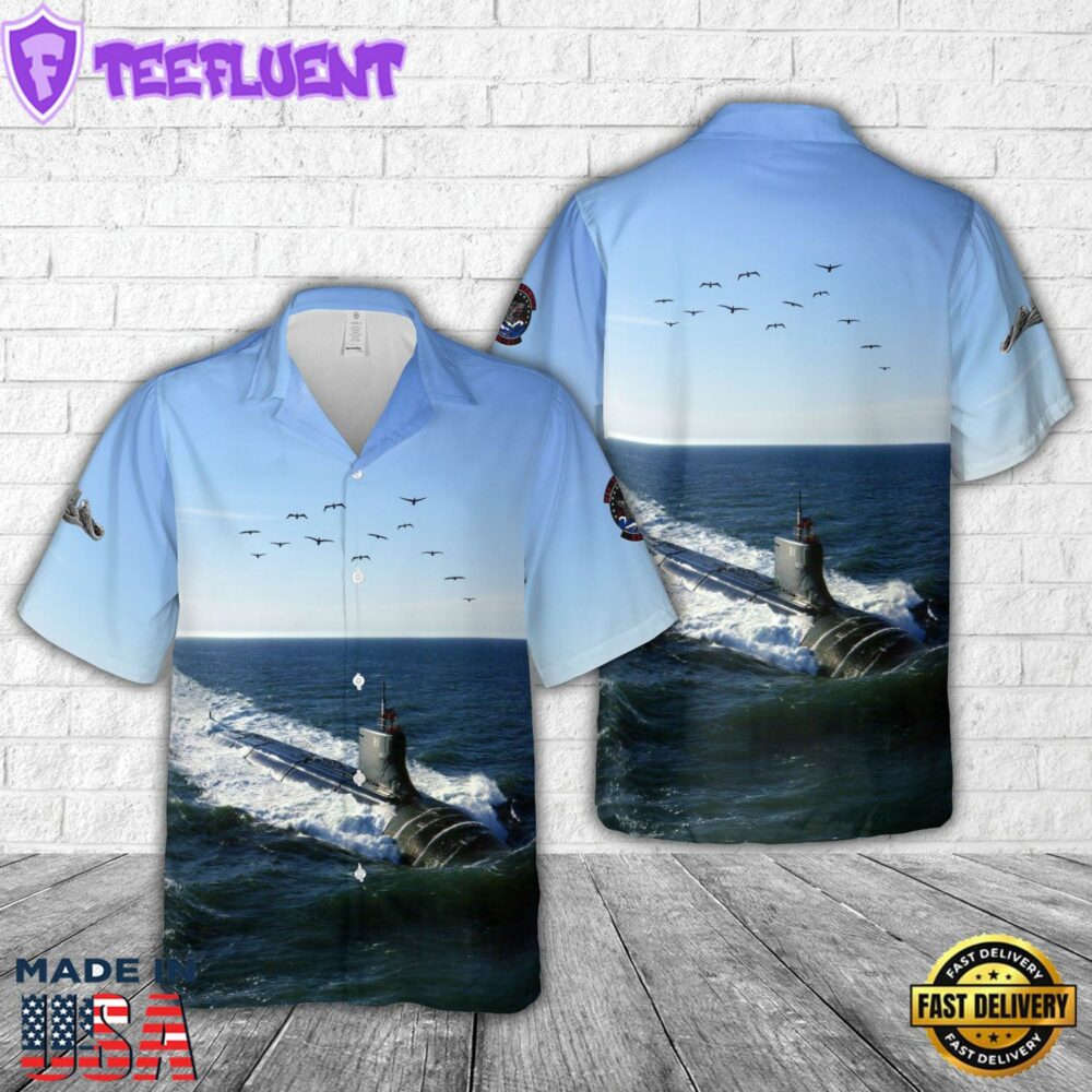 US Navy USS Seawolf (SSN-21) Submarine Dolphins Insignia Hawaiian Shirt