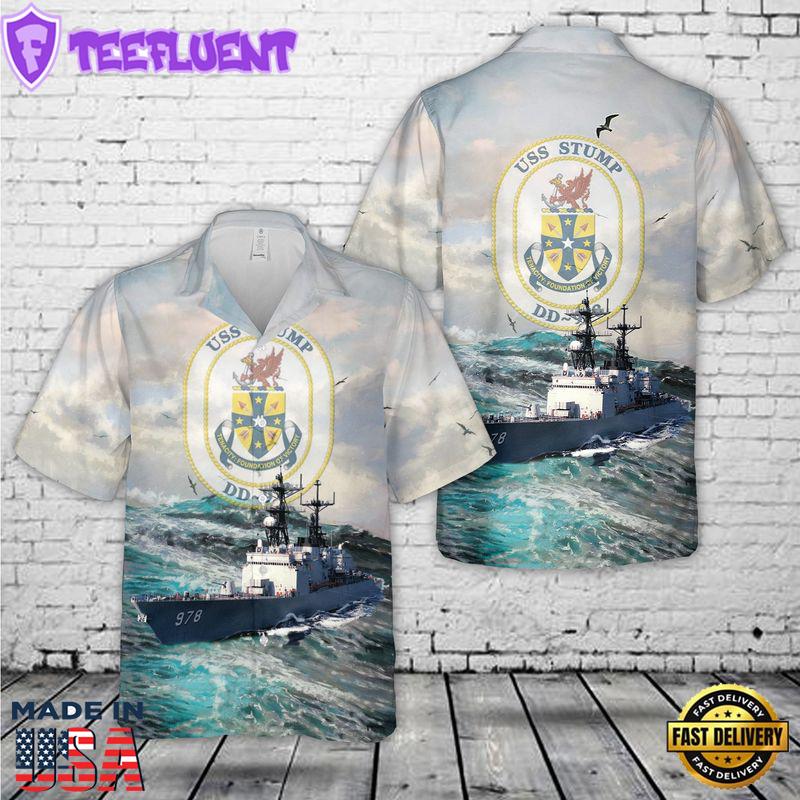 US Navy USS Stump (DD-978) Hawaiian Shirt