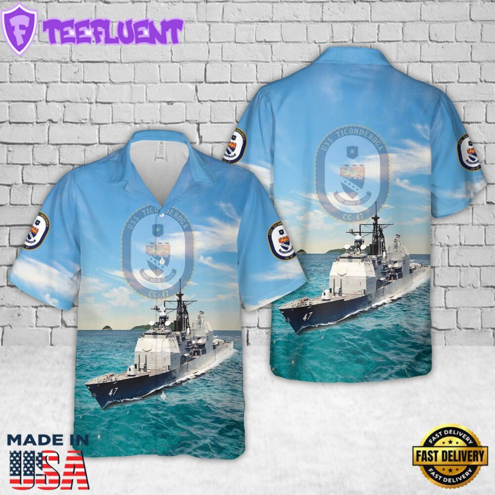 US Navy USS Ticonderoga (DDGCG-47) Ticonderoga-class guided missile cruiser Hawaiian Shirt