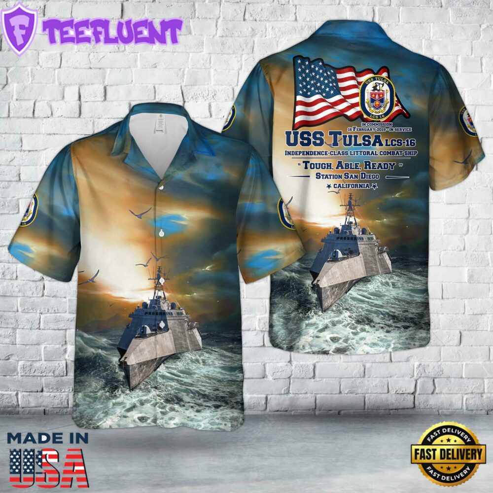 US Navy USS Tulsa (LCS-16) Independence-class littoral combat ship Hawaiian Shirt