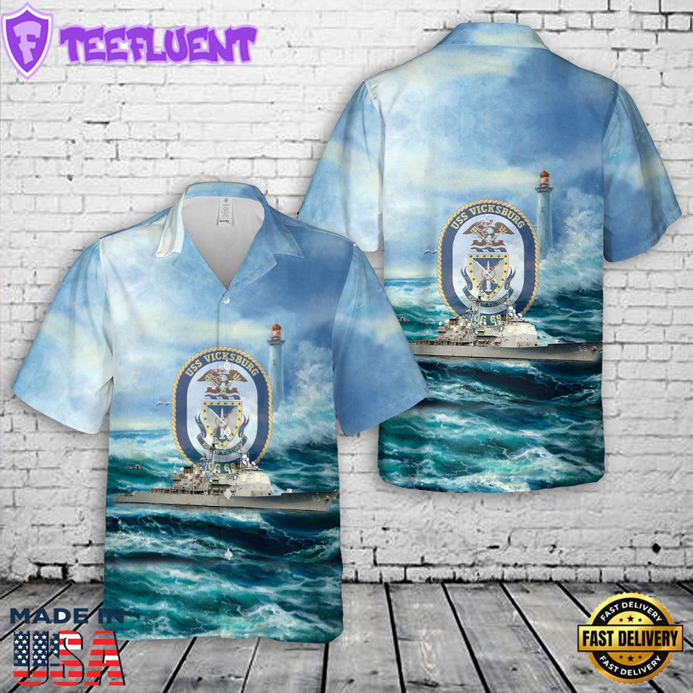 US Navy USS Vicksburg (CG-69) Hawaiian Shirt