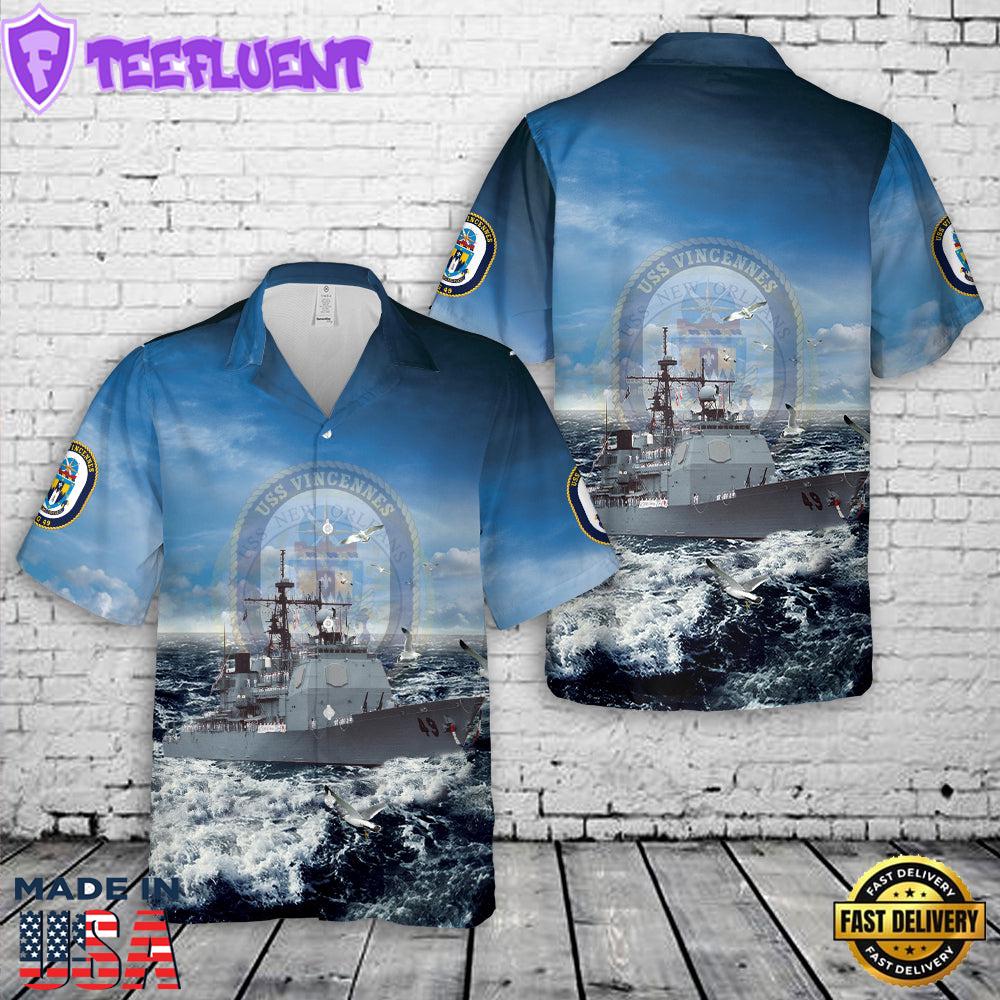US Navy USS Vincennes (CG-49) Ticonderoga-class guided missile cruiser Hawaiian Shirt