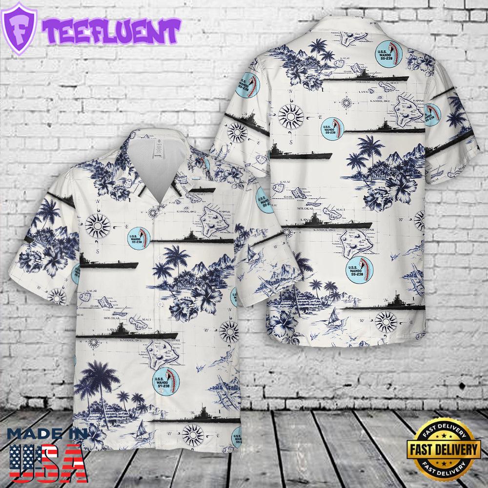 US Navy USS Wahoo (SS-238) Gato-class submarine In WWII Hawaiian Shirt