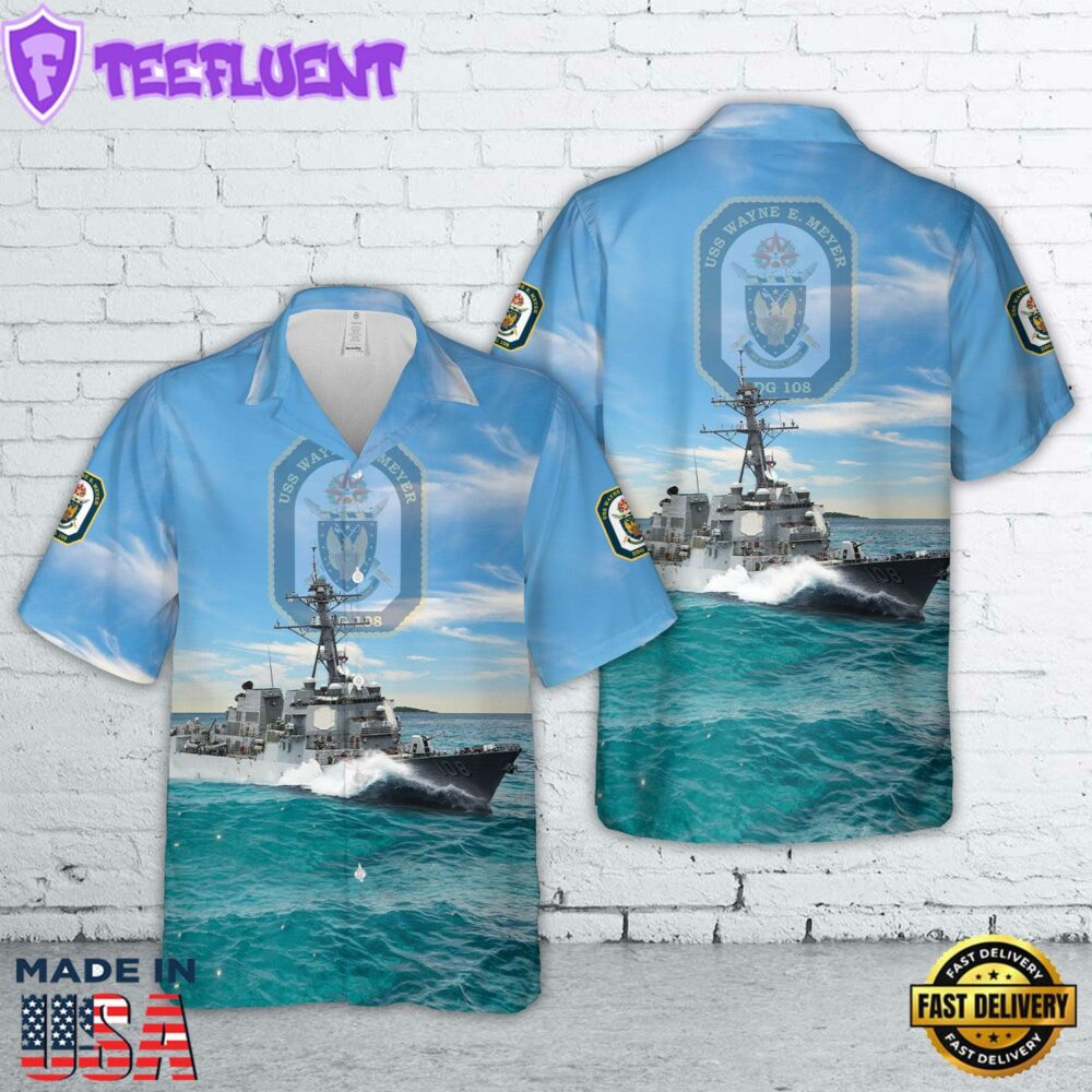 US Navy USS Wayne E. Meyer (DDG-108) Hawaiian Shirt