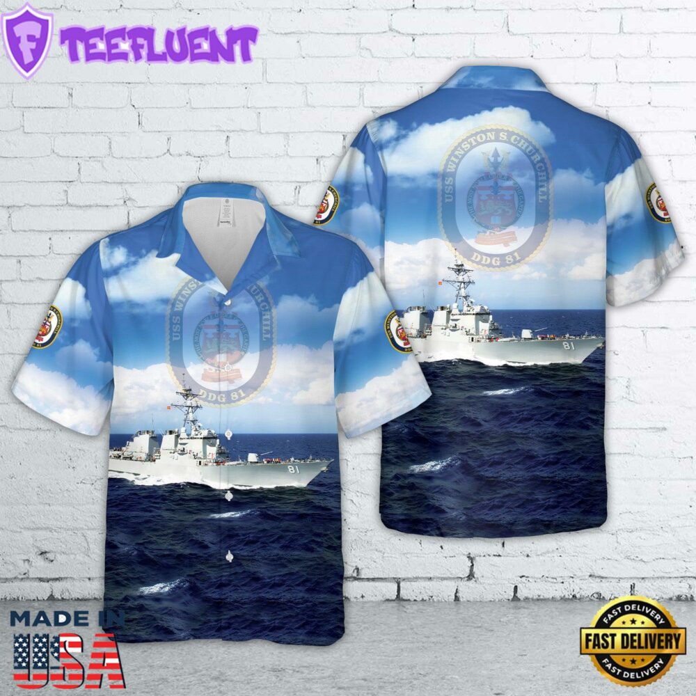 US Navy USS Winston S. Churchill (DDG-81) Hawaiian Shirt