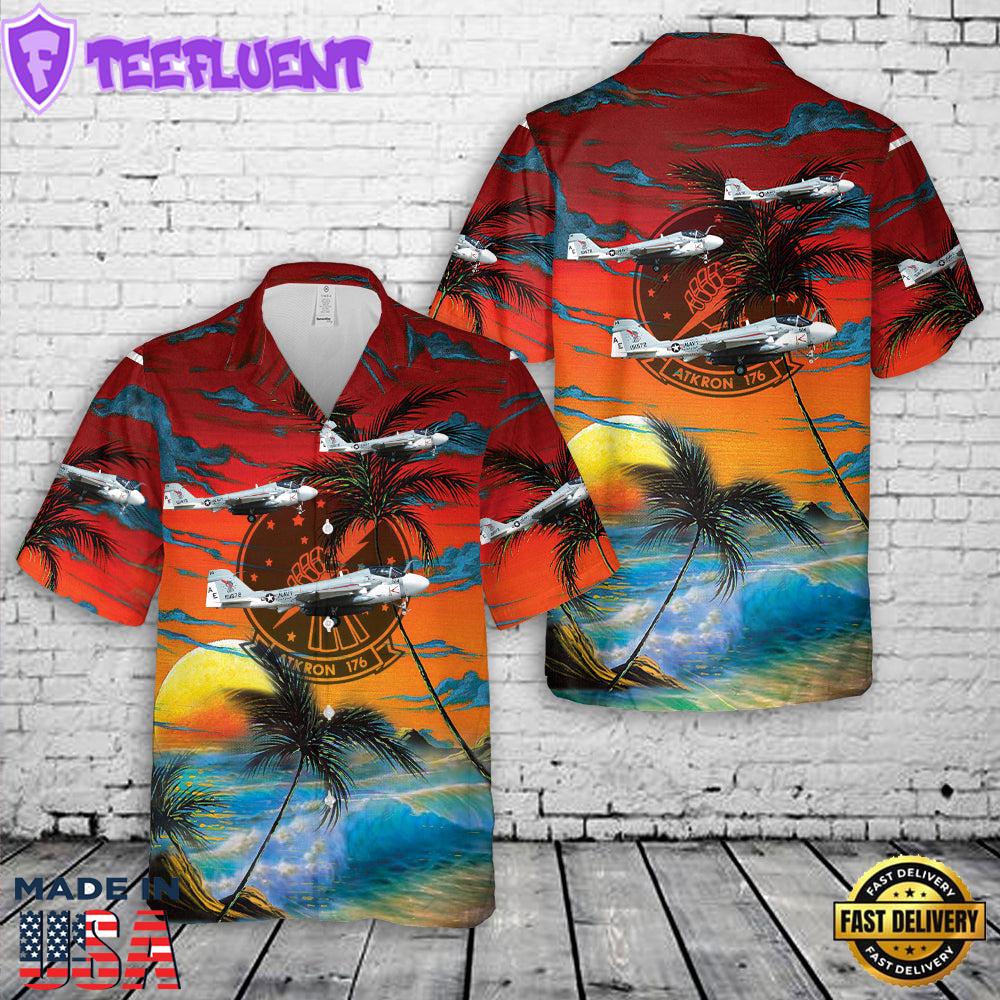 US Navy VA-176 Thunderbolts A-6E Intruder Hawaiian Shirt
