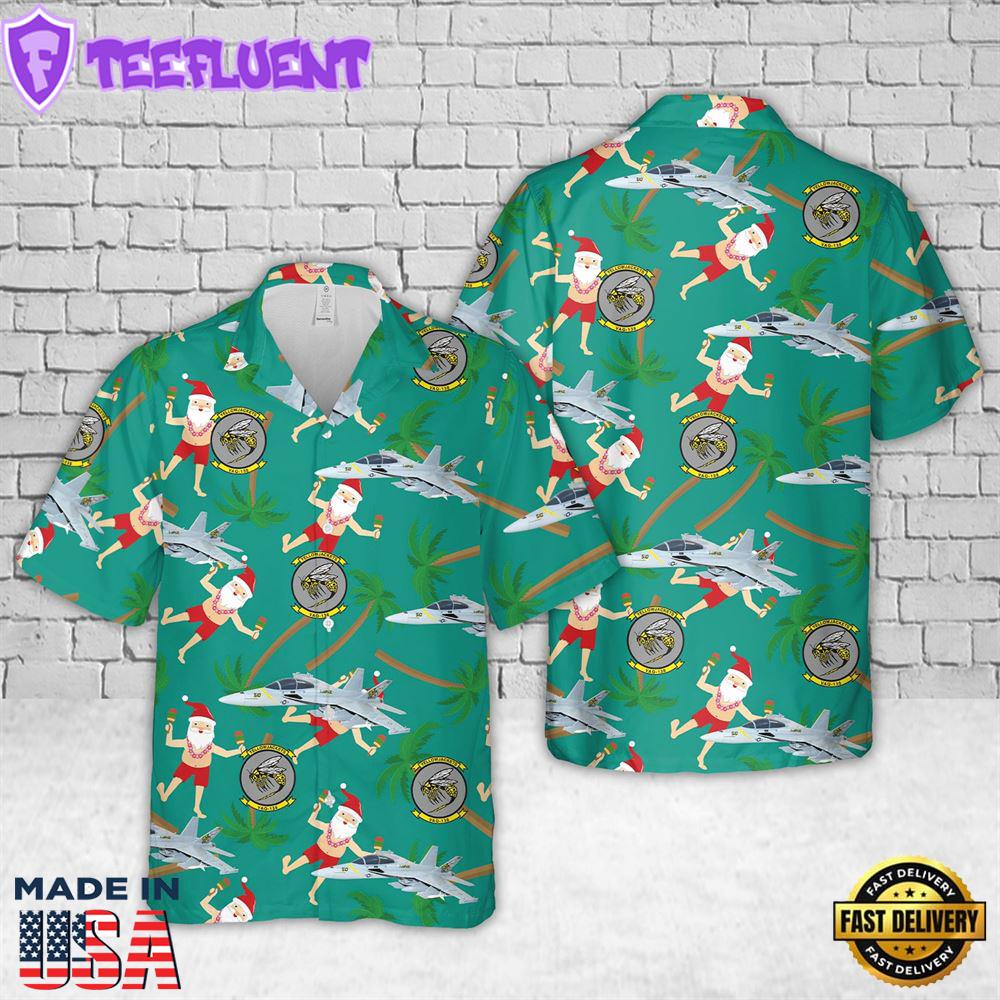 US Navy VAQ-138 Yellowjackets 2020 EA-18G Growler Christmas Hawaiian Shirt
