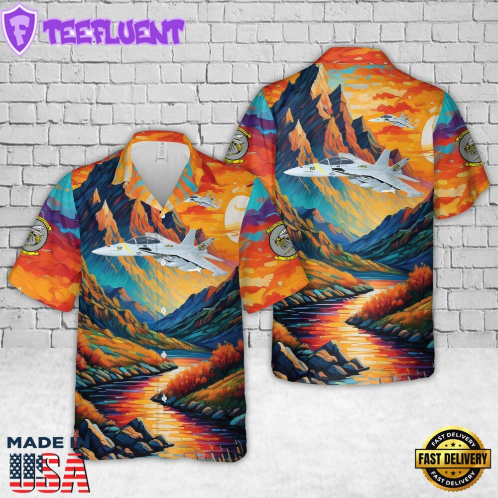 US Navy VAQ-138 Yellowjackets 2020 EA-18G Growler Hawaiian Shirt