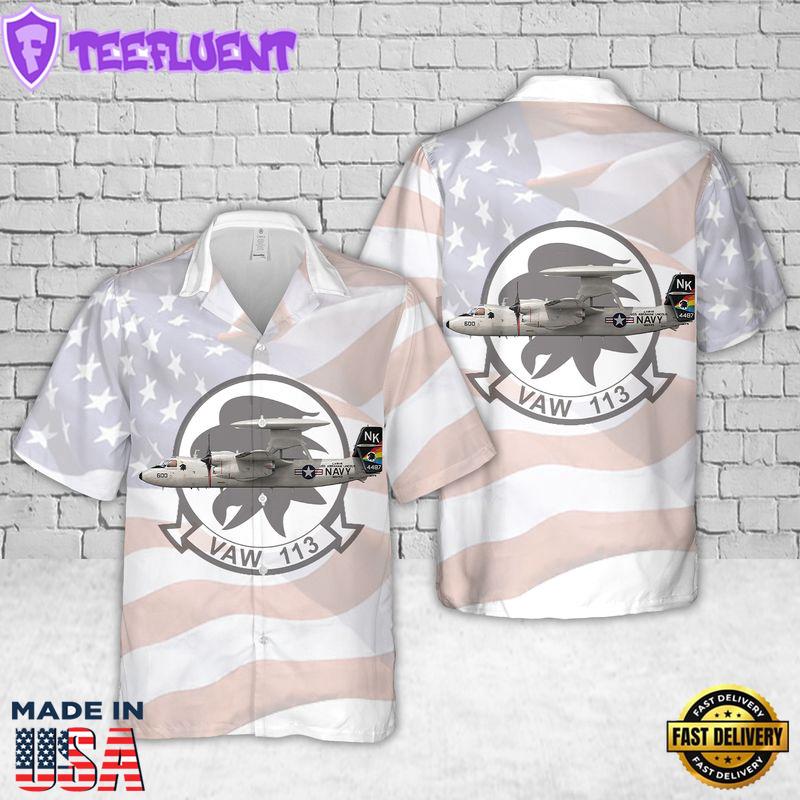 U.S Navy VAW-113 Black Eagles E-2C Hawaiian Shirt