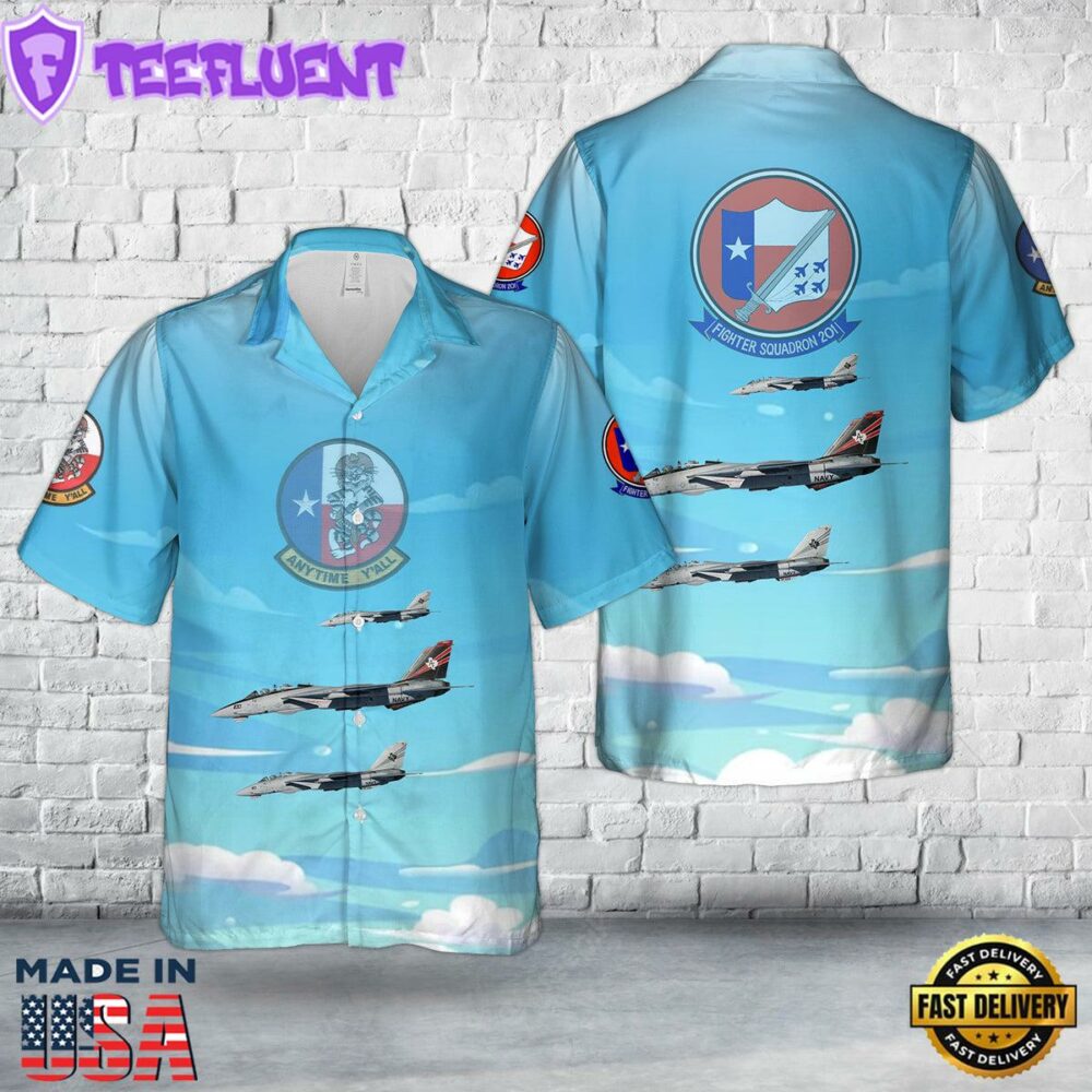 US Navy VF-201 Hunters F-14a Tomcat Hawaiian Shirt