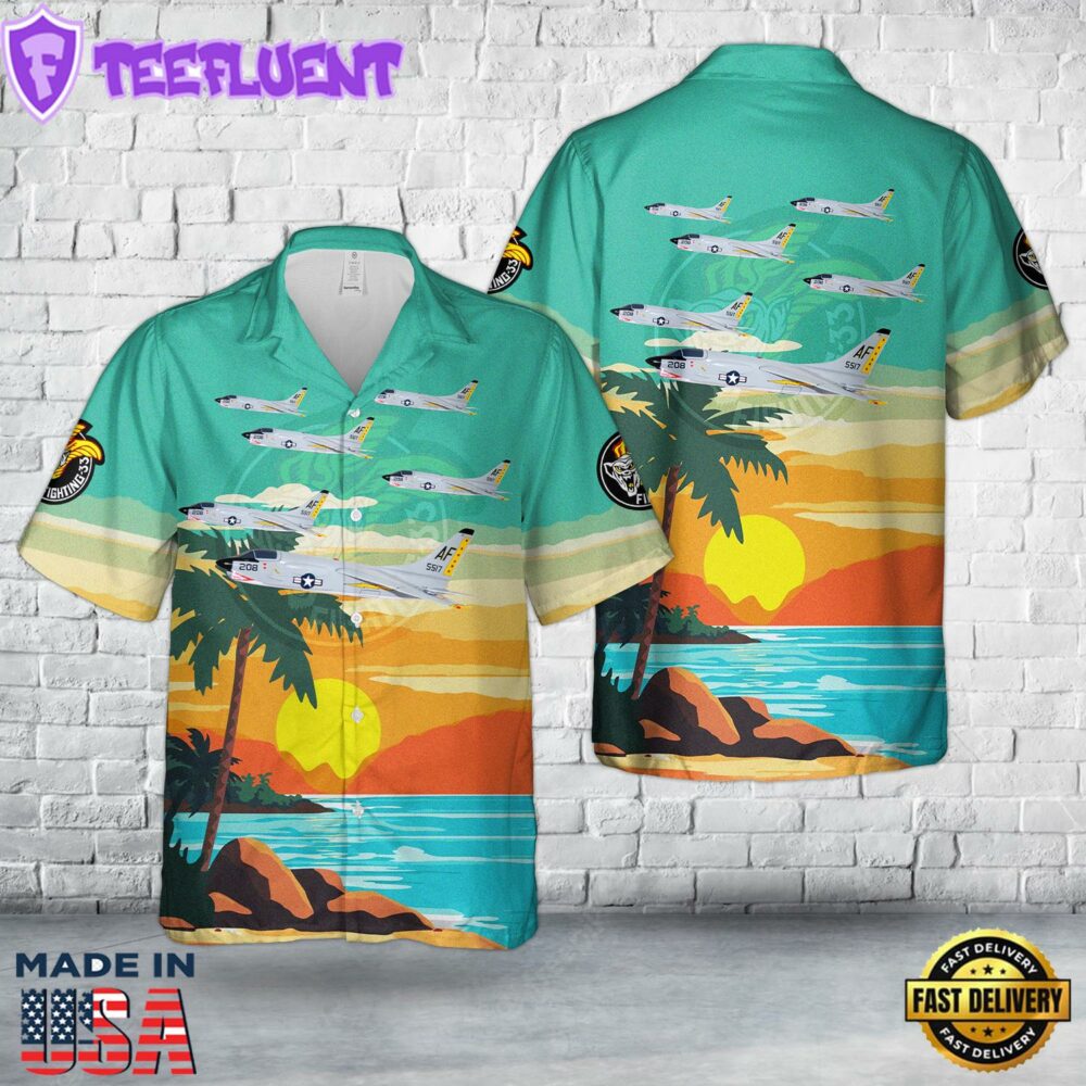 US Navy VF-33 Tarsiers F-8 Crusader Hawaiian Shirt