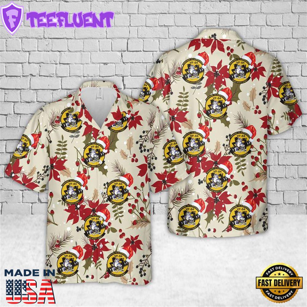 US Navy VF-84 Jolly Rogers Christmas Hawaiian Shirt