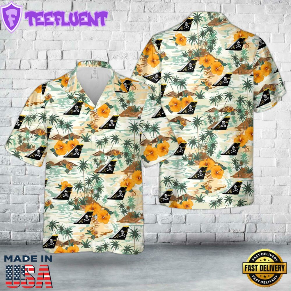 US Navy VF-84 Jolly Rogers F-14A Tomcat Tail Hawaiian Shirt