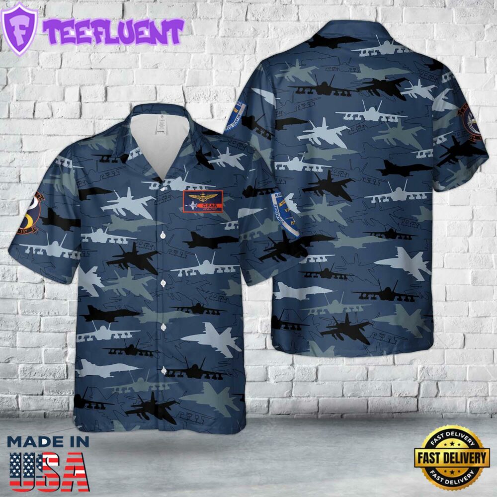 US Navy VFA-137 McDonnell Douglas FA-18 Hornet Silhouettes Hawaiian Shirt