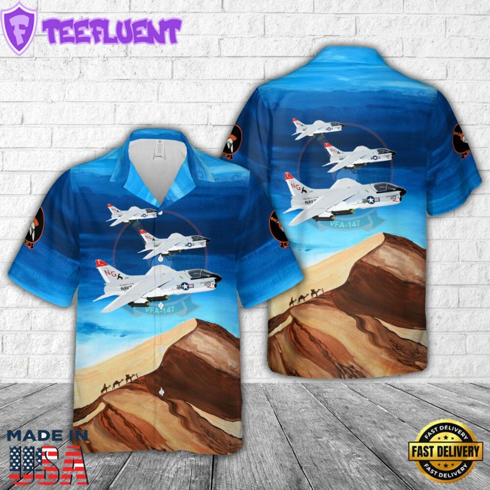 US Navy VFA-147 Argonauts A-7 Corsair II Hawaiian Shirt