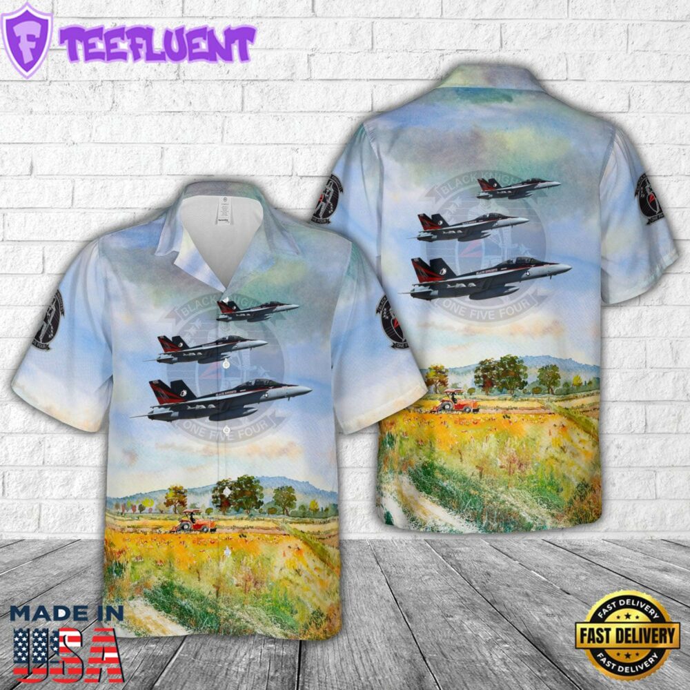 US Navy VFA-154 Black Knights F A-18F Hawaiian Shirt