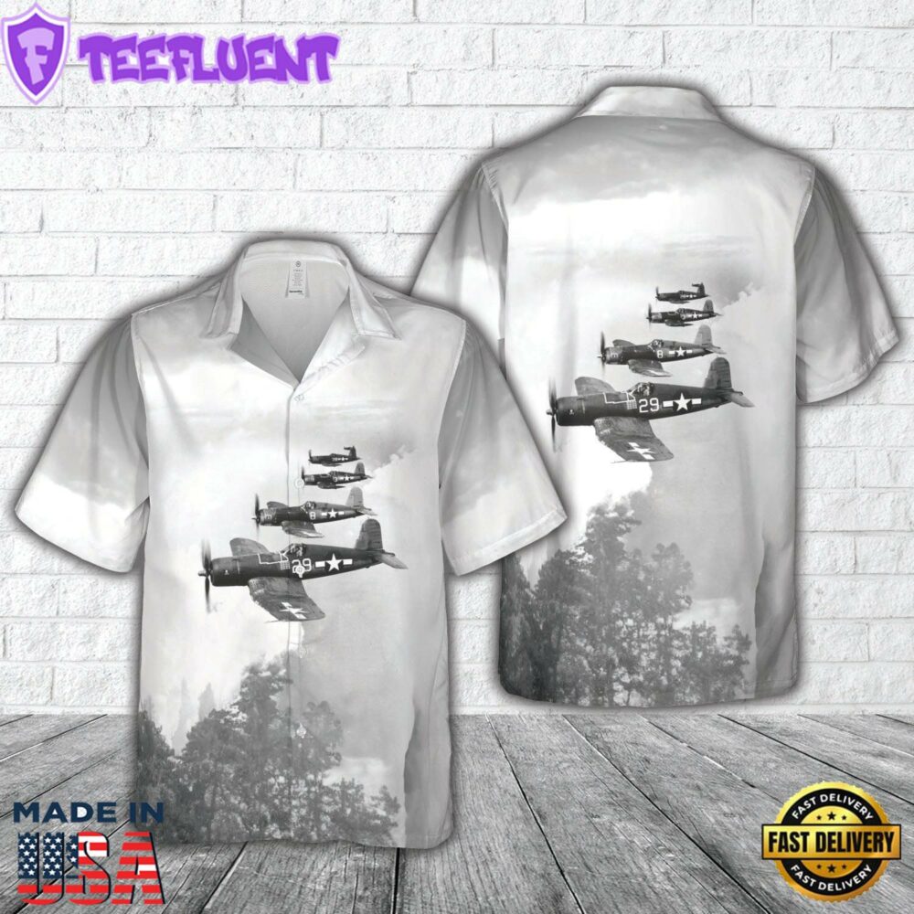 US Navy Vought F4U-1A Corsairs of Fighter Squadron 17 (VF-17) Jolly Rogers Hawaiian Shirt