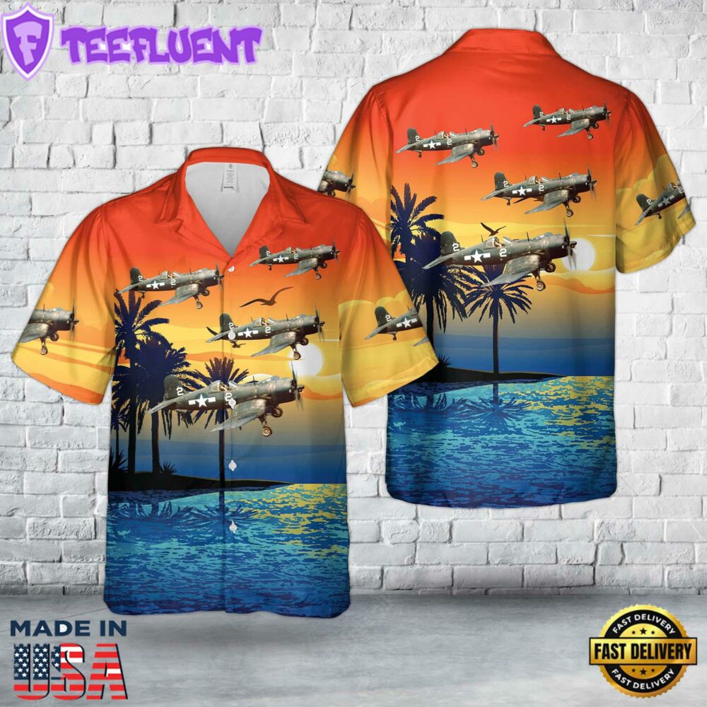 US Navy Vought F4U-4 Corsair of Bombing Fighter Squadron 82 (VBF-82) Checkmates Hawaiian Shirt