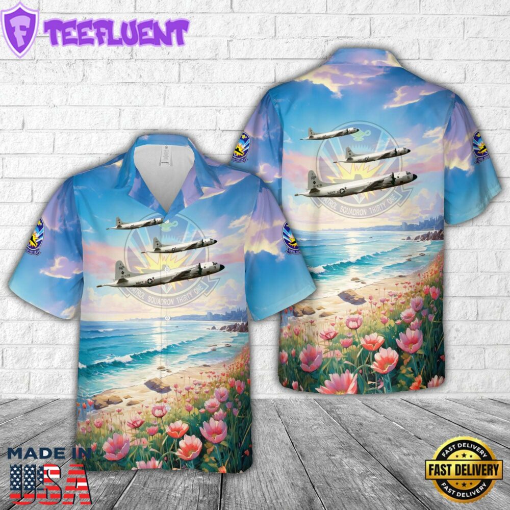 US Navy VP-31 P-3A Black Lightnings Hawaiian Shirt
