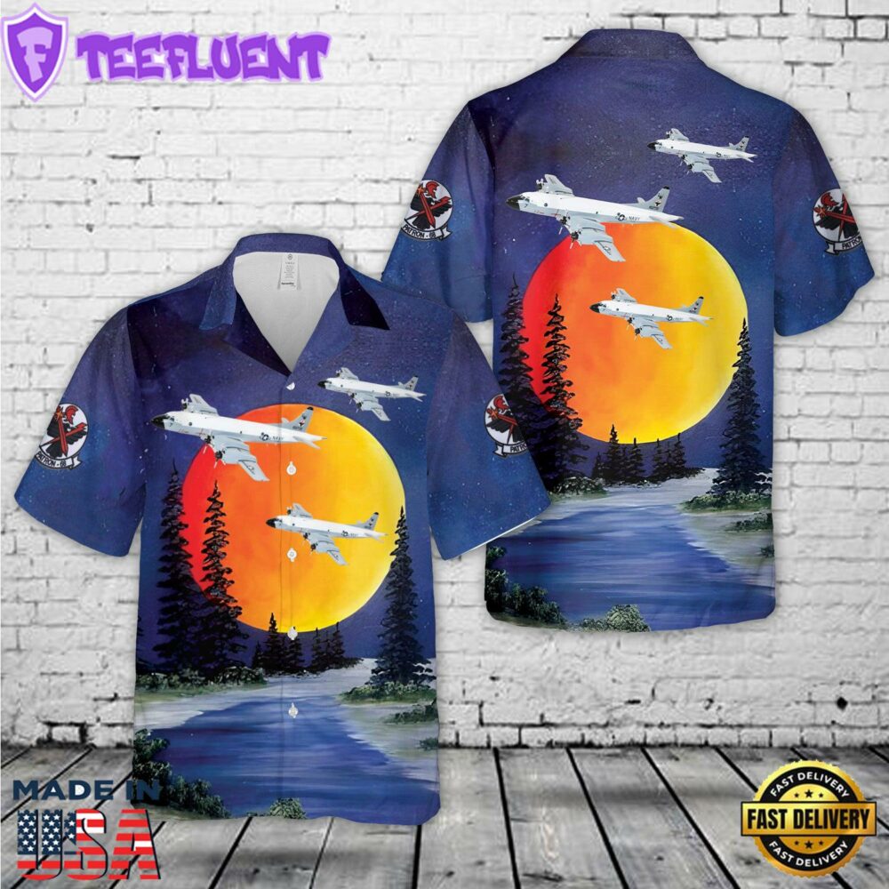 US Navy VP-68 Blackhawks P-3B Orion Hawaiian Shirt