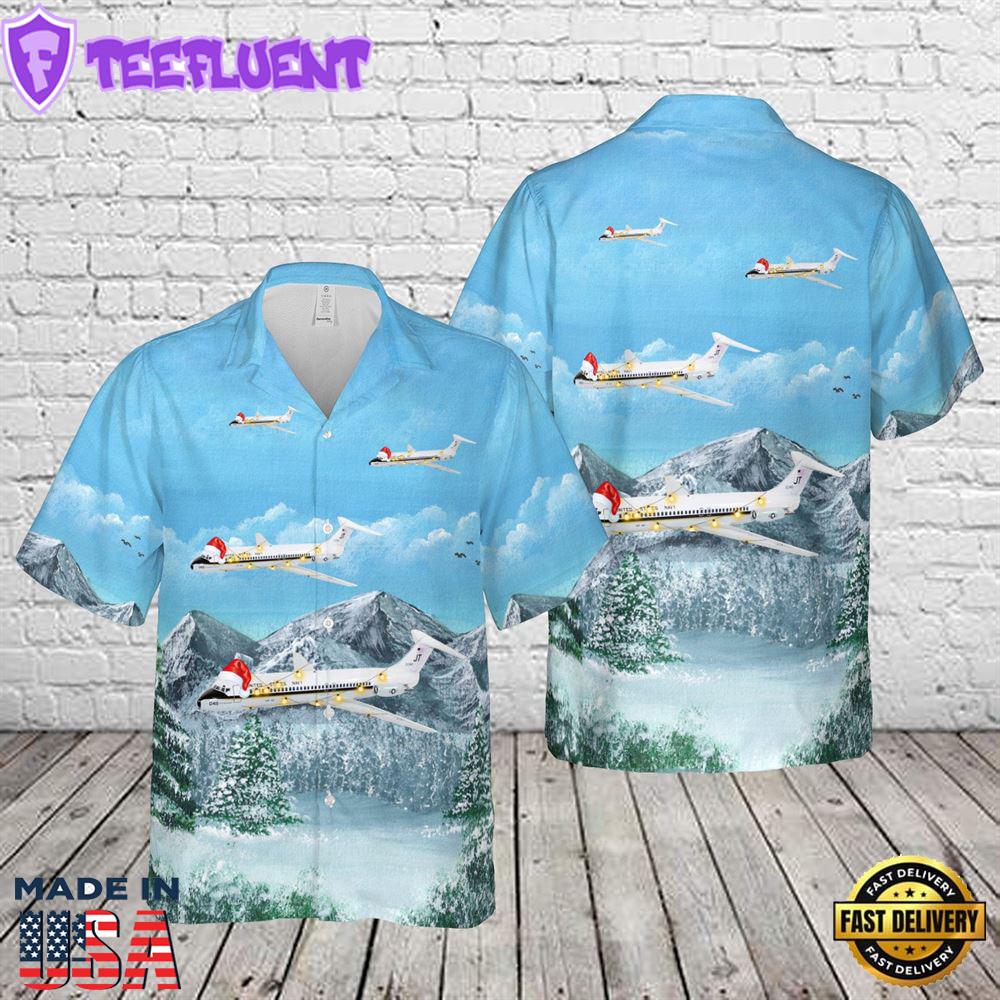 US Navy VR-52 Taskmasters C-9B Skytrain II Christmas Hawaiian Shirt