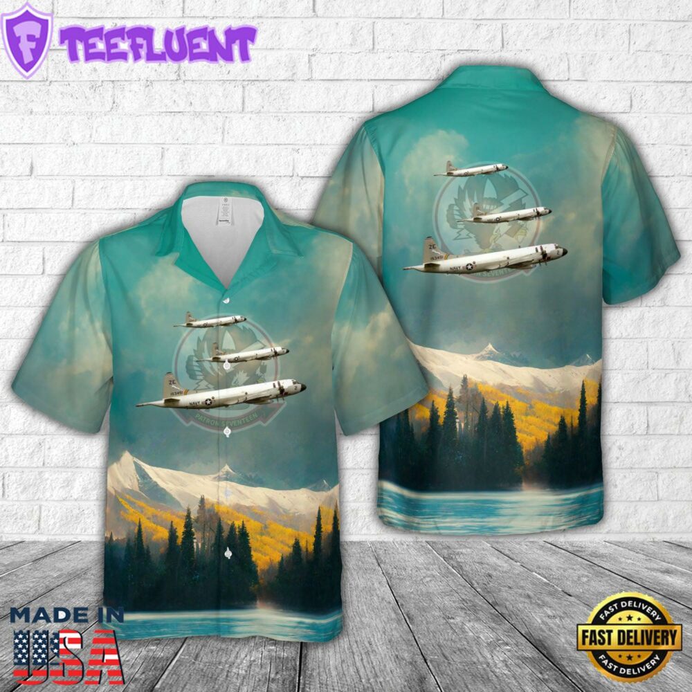 US Navy White Lightnings VP-17 P-3B Hawaiian Shirt