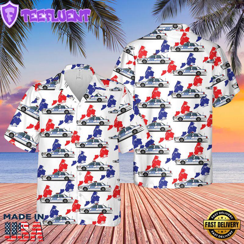 US NYPD Police Car 4th of July Hawaiian Shirt
