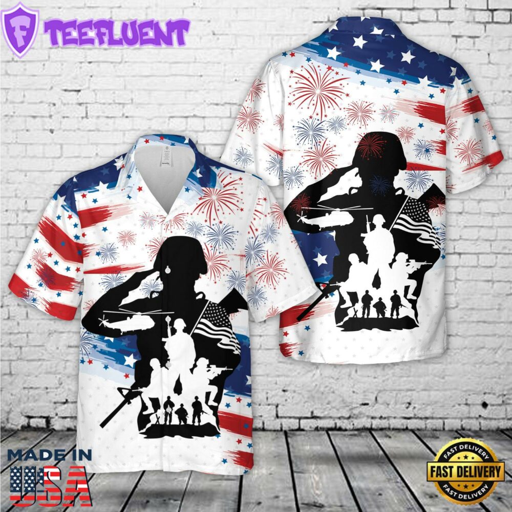 US Soldier Veteran, 4th Of July Hawaiian Shirt