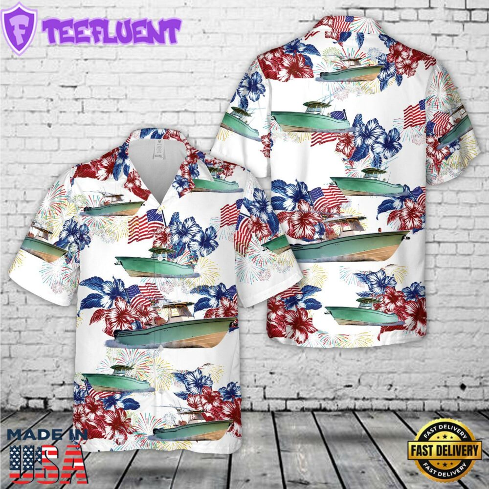 USA Grady-White Boats Canyon Center Console, 4th Of July Hawaiian Shirt