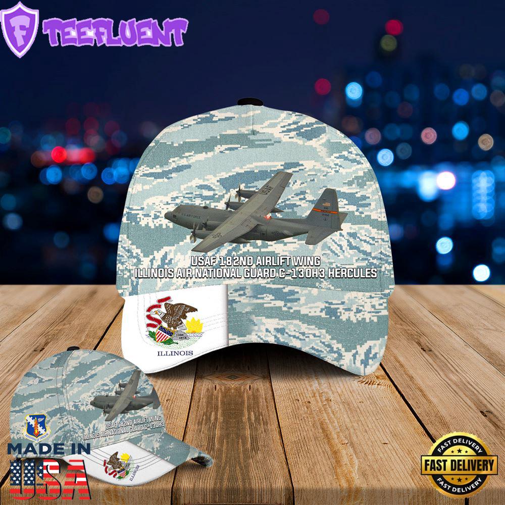 USAF 182nd Airlift Wing Illinois Air National Guard C-130H3 Hercules Baseball Cap