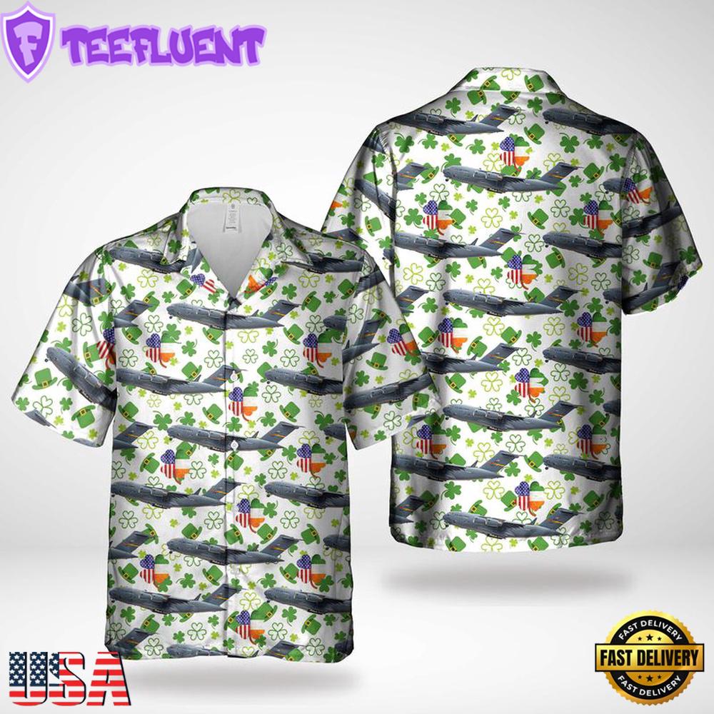 Usaf Boeing C-17A Globemaster Iii Saint Patrick'S Day Hawaiian Shirt