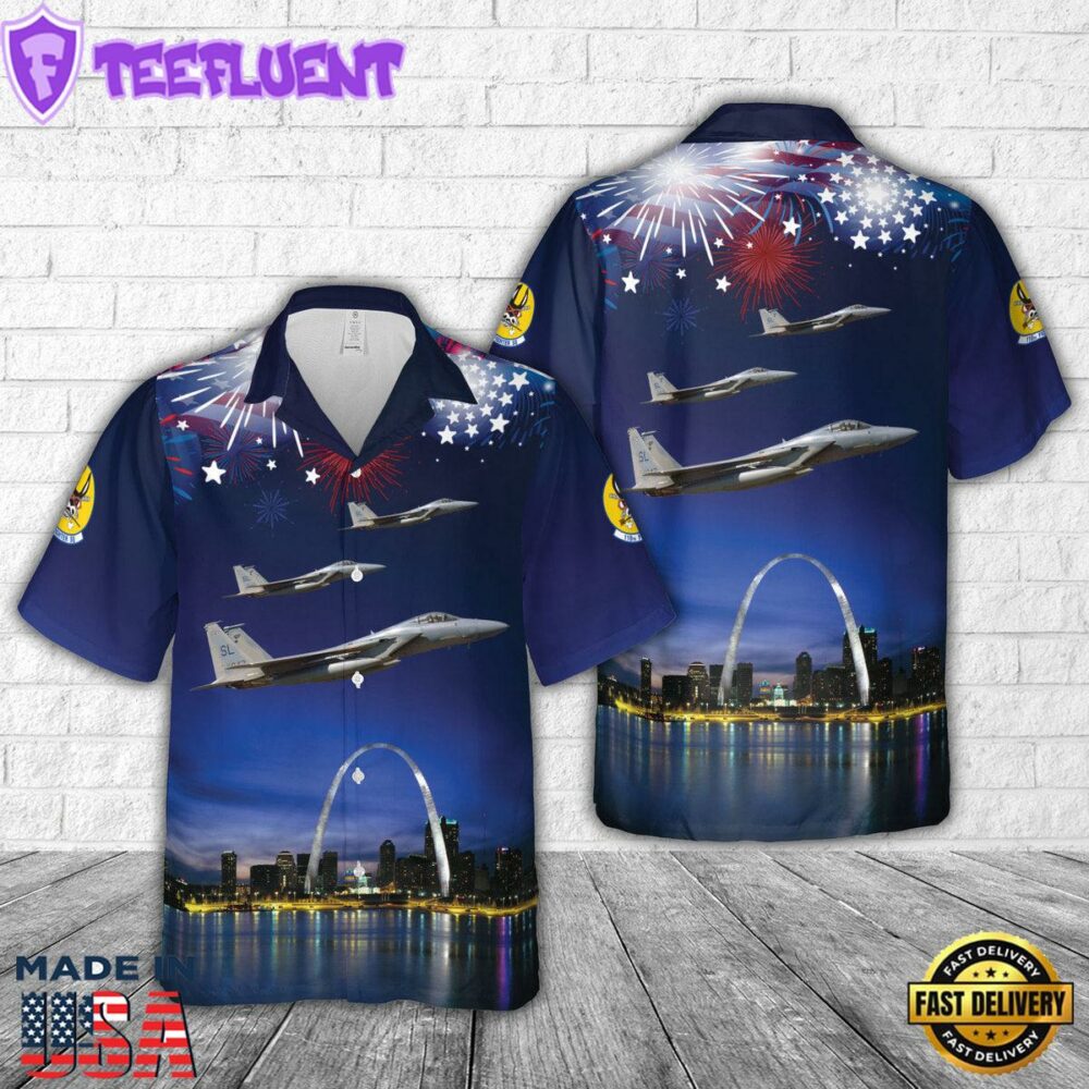 USAF Missouri Air National Guard 110th Fighter Squadron McDonnell Douglas F-15C Eagle, 4th Of July Hawaiian Shirt