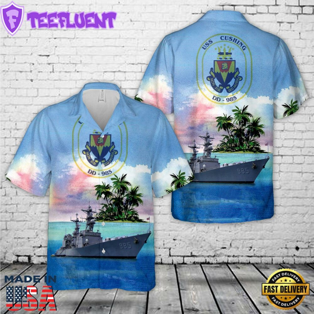 USS Cushing DD-985 US Navy Destroyer Hawaiian Shirt
